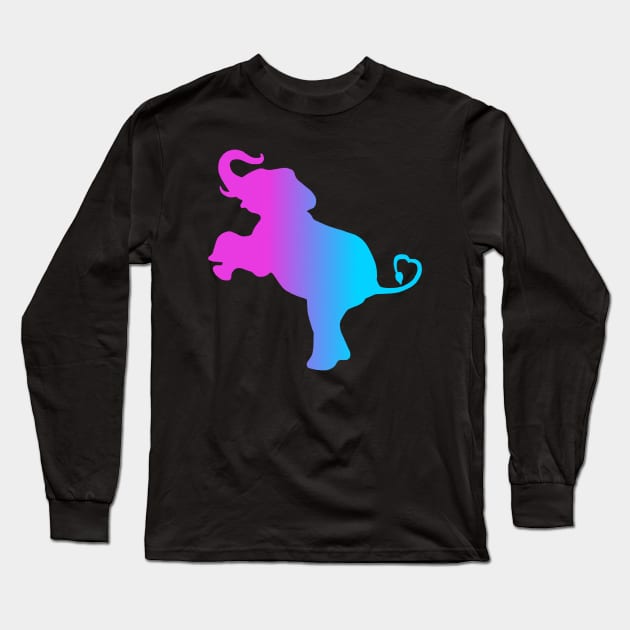 Purple Blue Ombre Elephant Love Long Sleeve T-Shirt by Art by Deborah Camp